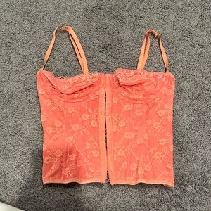 Pink lace corset crop top